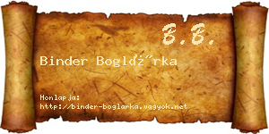 Binder Boglárka névjegykártya